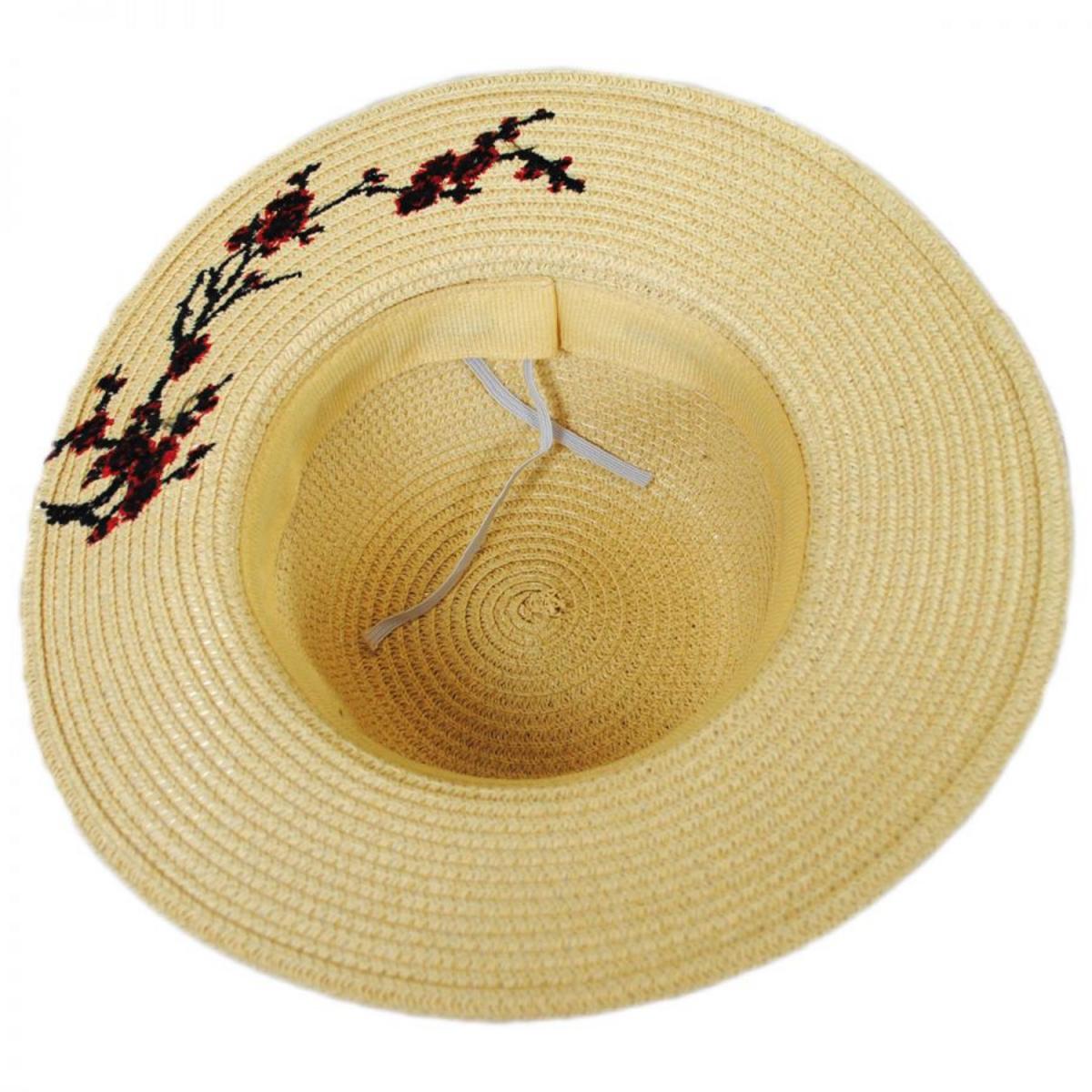 Jeanne Simmons | Kid's Cherry Blossom Toyo Straw Sun Hat | 505607 | under | TAN