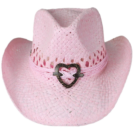 Panama Jack | Kid's Maho Toyo Straw Western Hat | 505101 | front | PINK