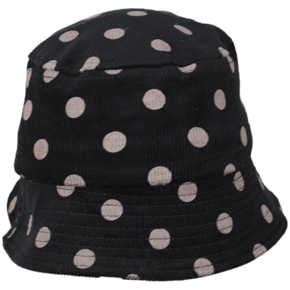 San Diego Hat Company | Kid's Polka Dot Cotton Corduroy Bucket Hat | 508834 | front | BLACK