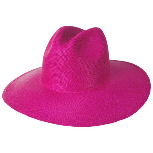3 Regions Trade Co. | Ranchero Panama Straw Fedora Hat | 105701 | lead | FUCHSIA