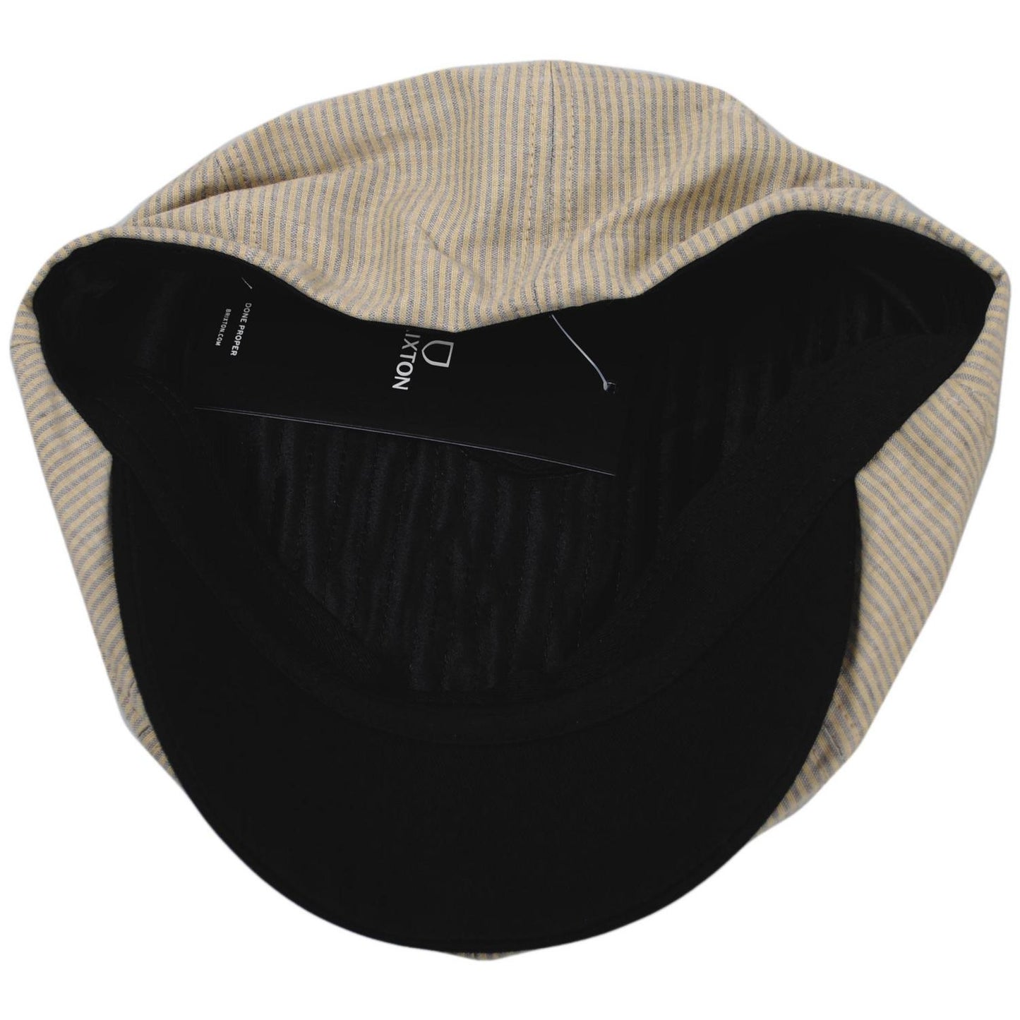 BRIXTON HATS | Brood Cotton Stripe Newsboy Cap | 161534 | under | KHAKI STRIPE/WASHED BLACK