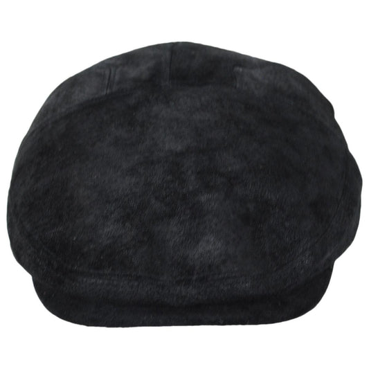 Scala | Ivy Weather Leather Duckbill Flat Cap | 160234 | front | BLACK