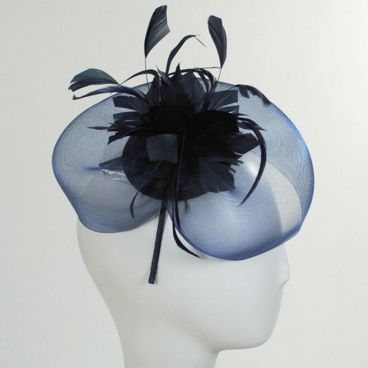 Jeanne Simmons | Campana Fascinator Hat | 120708 | profile | NAVY BLUE