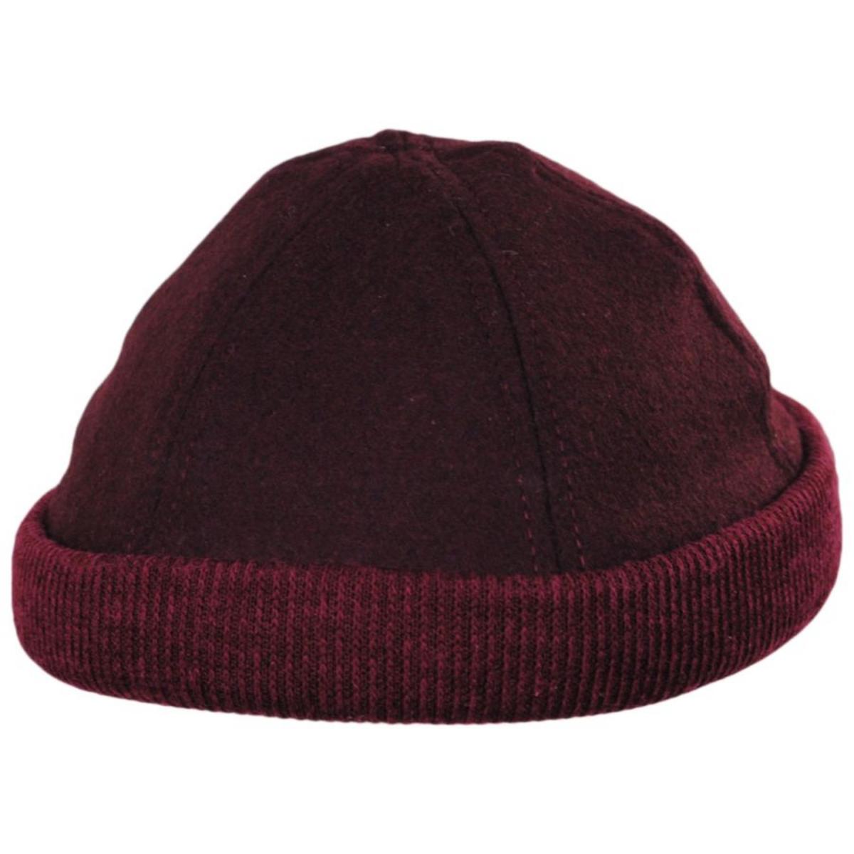 Dorfman Pacific | Skully Melton Wool Blend Skull Cap | 500042 | lead | BURGUNDY