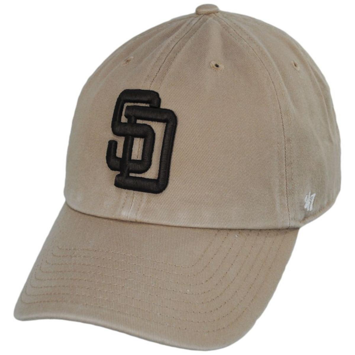 47 Brand | San Diego Padres MLB Clean Up Strapback Baseball Cap Dad Hat | 203003 | lead | KHAKI