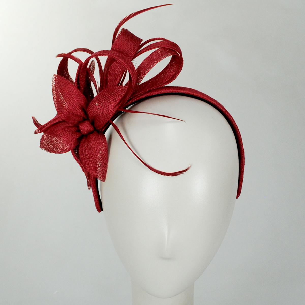 Kathy Jeanne | Jada Sinamay Straw Fascinator Hat | 122428 | front | RED