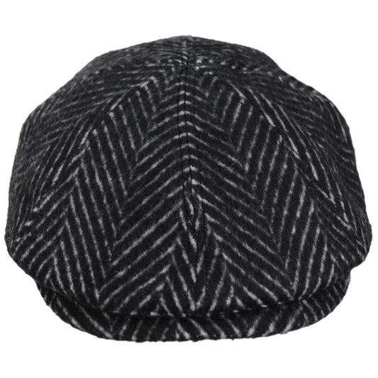 Bailey 1922 | Luca Wool Herringbone Newsboy Cap | 167237 | front | BLACK HERRINGBONE