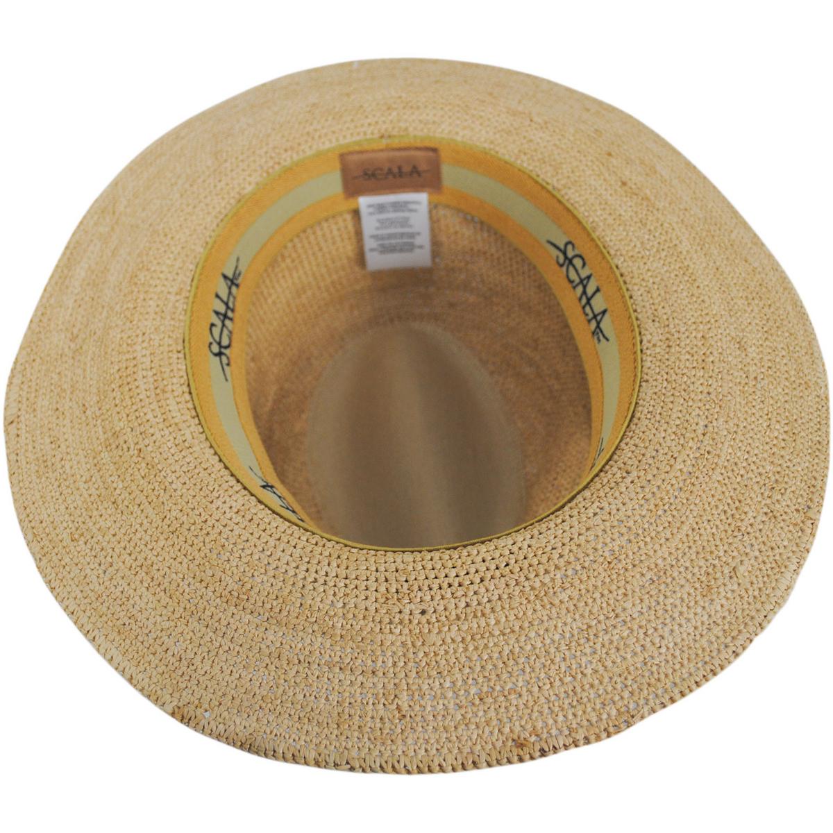 Scala | Tulum Hand Crocheted Raffia Safari Fedora Hat | 126238 | under | NATURAL