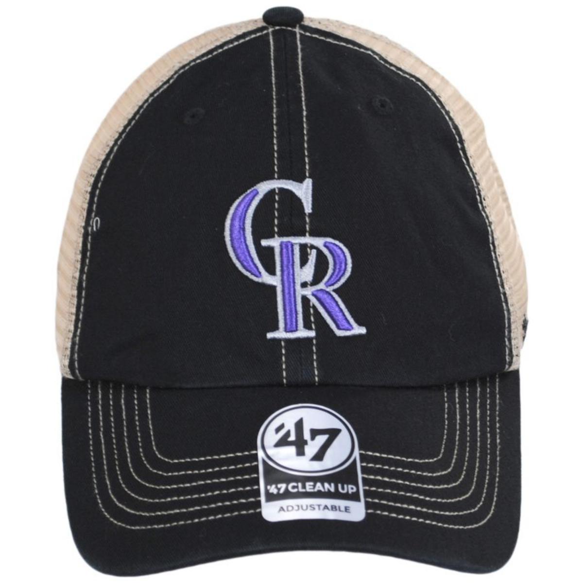47 Brand | Colorado Rockies Trawler 47 Mesh Clean Up Baseball Cap | 203465 | front | BLACK