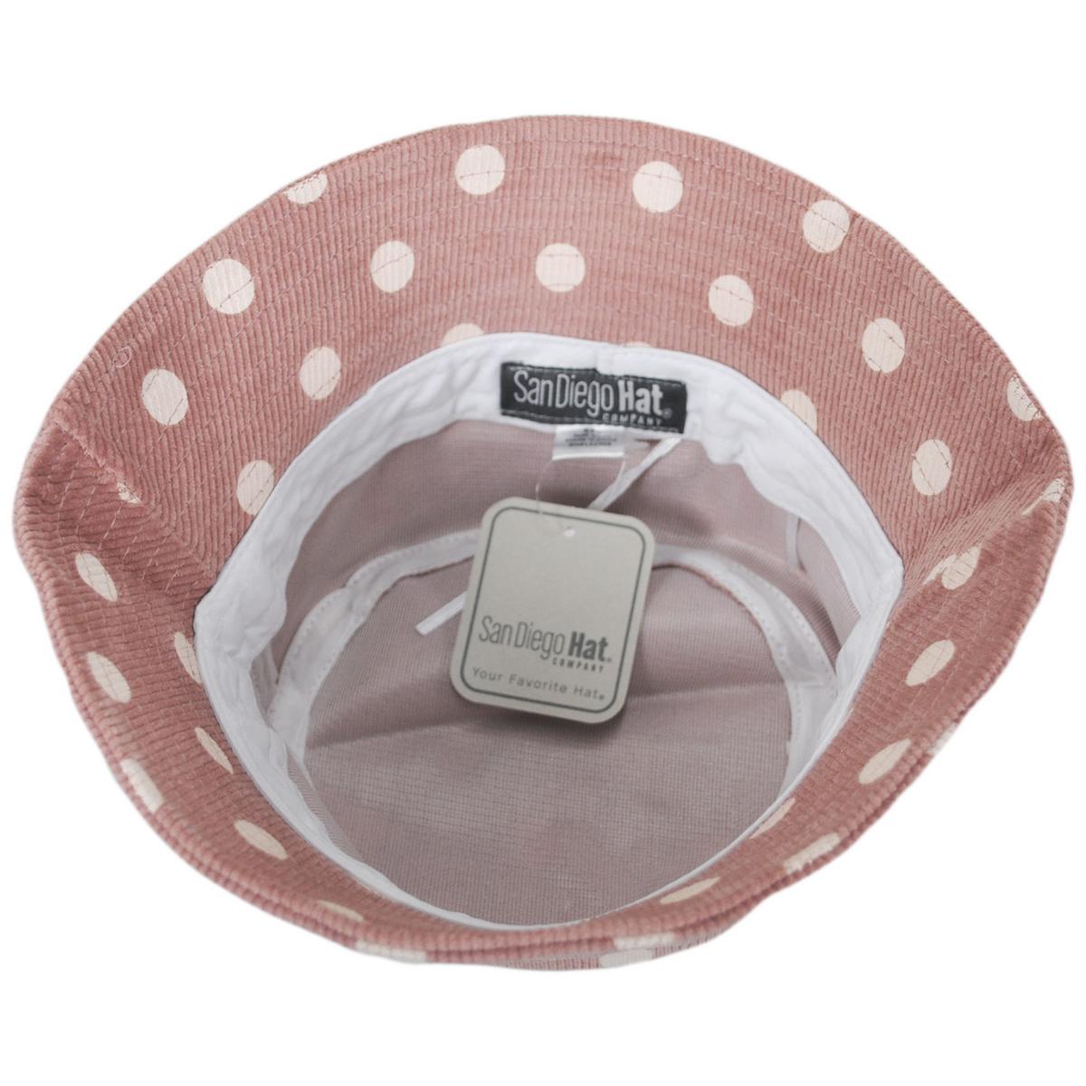 San Diego Hat Company | Kid's Polka Dot Cotton Corduroy Bucket Hat | 508834 | under | BLUSH