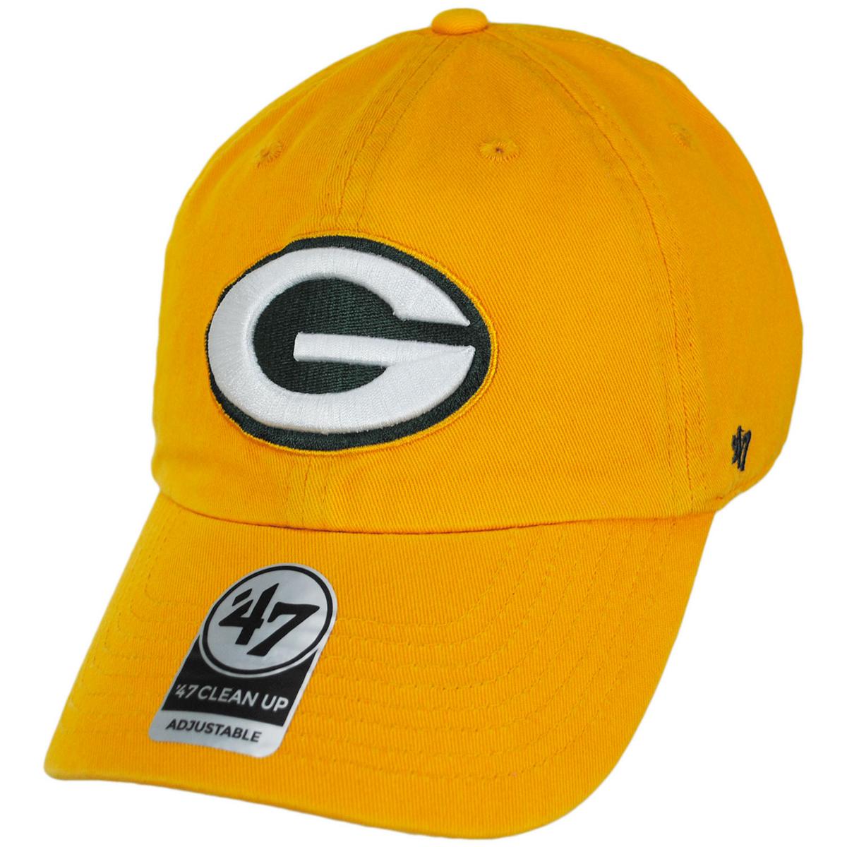 47 Brand | Green Bay Packers NFL Clean Up Strapback Baseball Cap Dad Hat | 203620 | lead | YELLOW