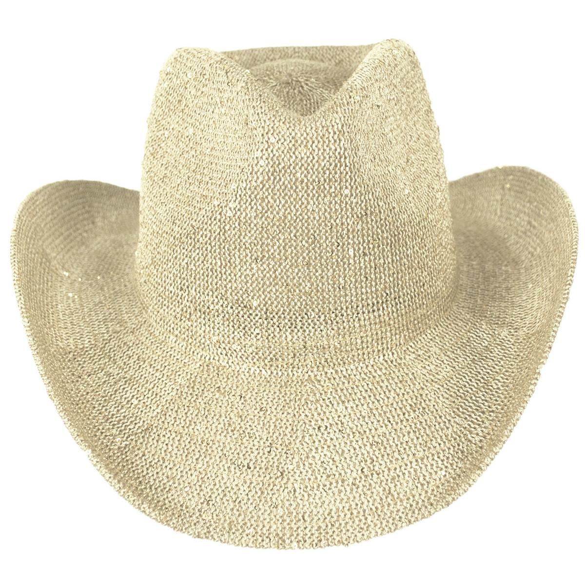 Jeanne Simmons | Brillar Knit Cowboy Hat | 106518 | front | GOLD