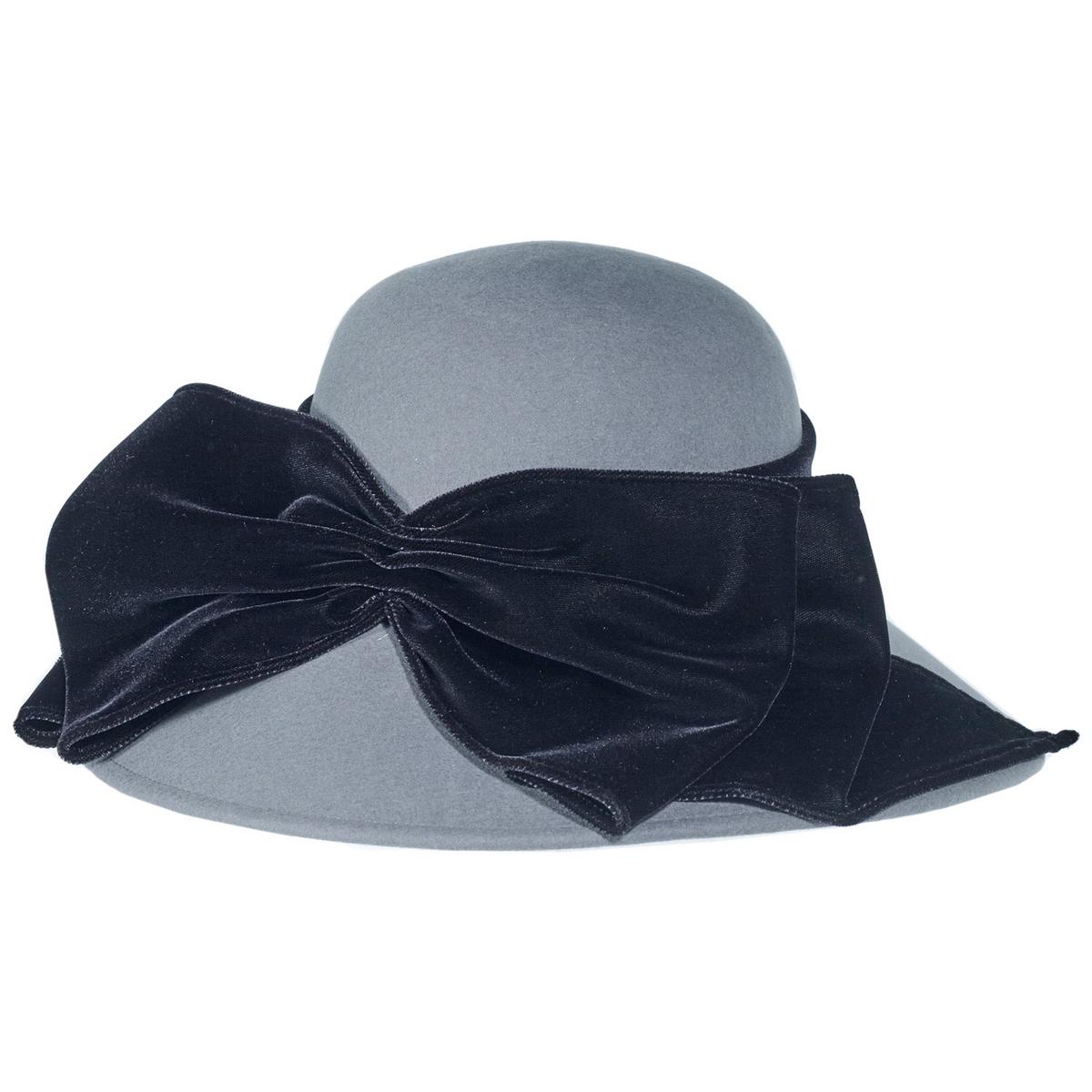 Toucan Collection | Velvet Waterfall Wool Felt Lampshade Dress Hat - Made to Order | 125844 | lead | GRAY