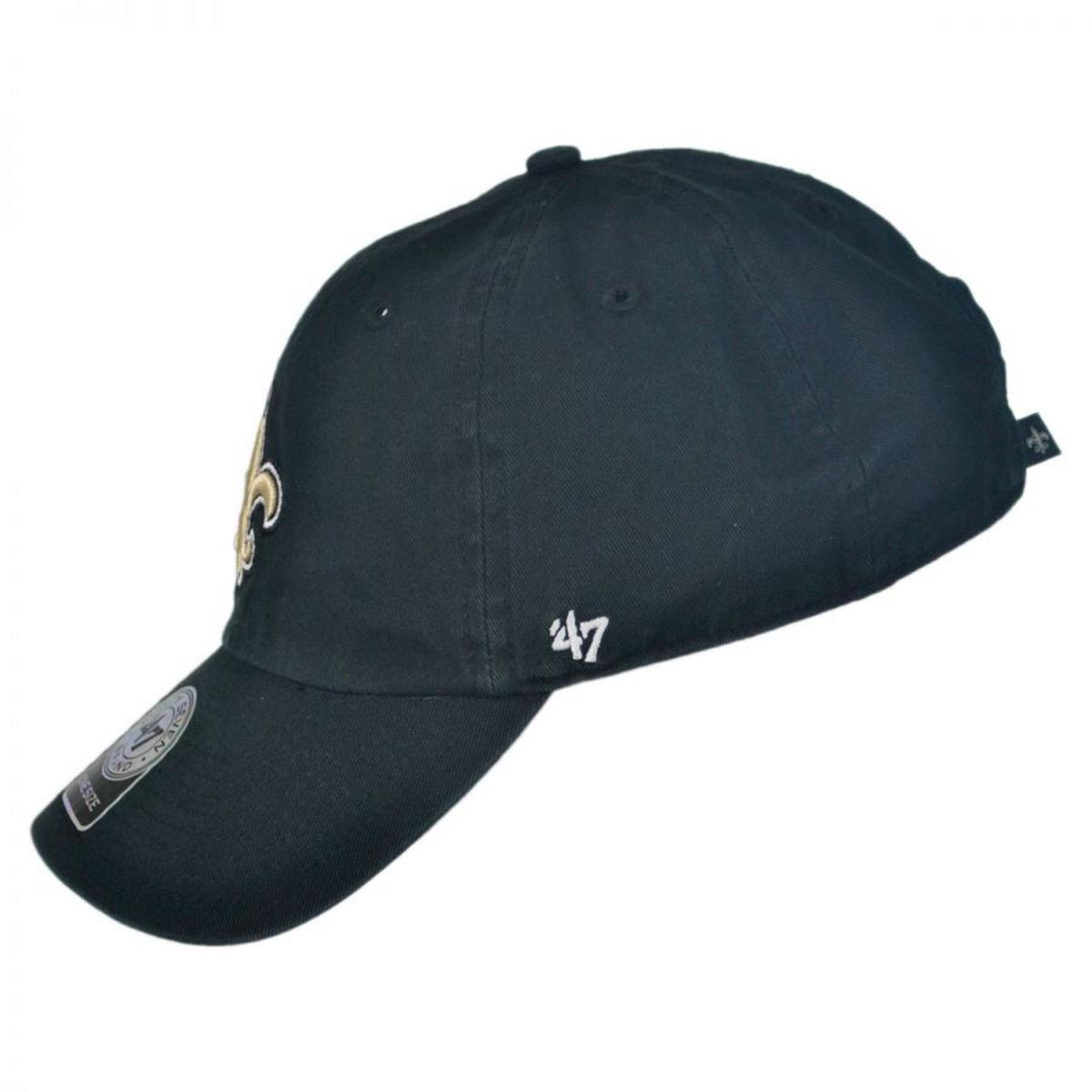 47 Brand | New Orleans Saints NFL Clean Up Strapback Baseball Cap Dad Hat | 203660 | profile | BLACK