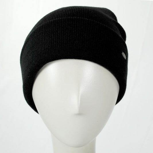 Scala | Ellen Satin Cuff Beanie Hat | 500051 | front | BLACK