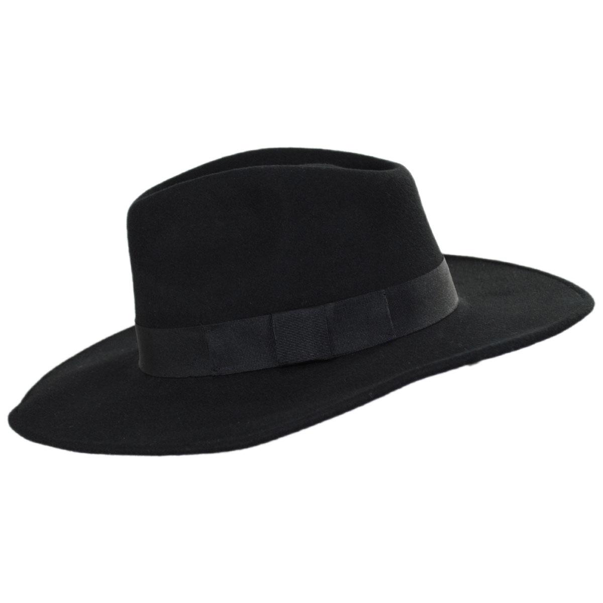 Jaxon Hats | Wholesale Colorado Ultra Wide Brim Wool Felt Fedora Hat B2B Pre-Pack | B2B135200 | profile | BLACK