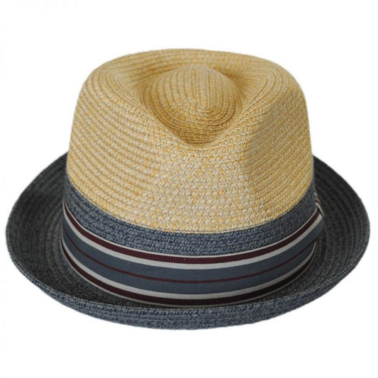 Bailey 1922 | Rokit Toyo Straw Braid Trilby Fedora Hat | 127821 | front | NATURAL/STORM