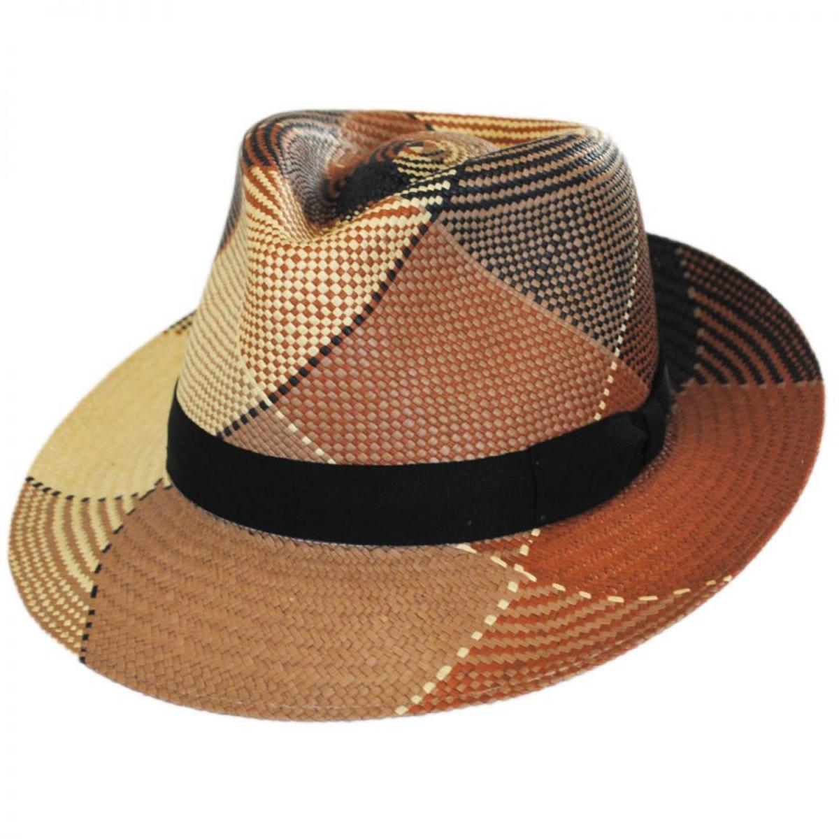 Bailey 1922 | Giger Panama Straw Fedora Hat | 127805 | lead | BROWN PLAID