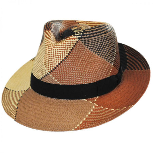 Bailey 1922 | Giger Panama Straw Fedora Hat | 127805 | lead | BROWN PLAID