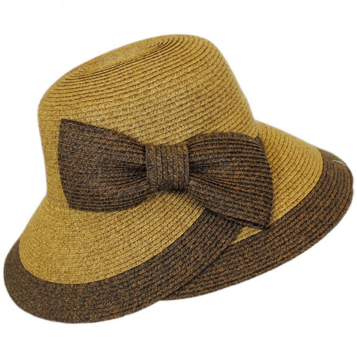 Jeanne Simmons | Overlap Brim and Bow Toyo Straw Sun Hat | 101705 | profile | TOAST/BROWN