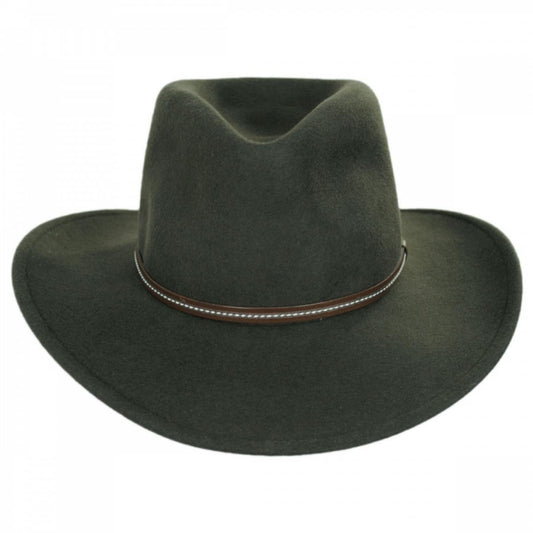 Stetson | Gallatin Crushable Wool Felt Outback Hat | 130697 | front | SAGE