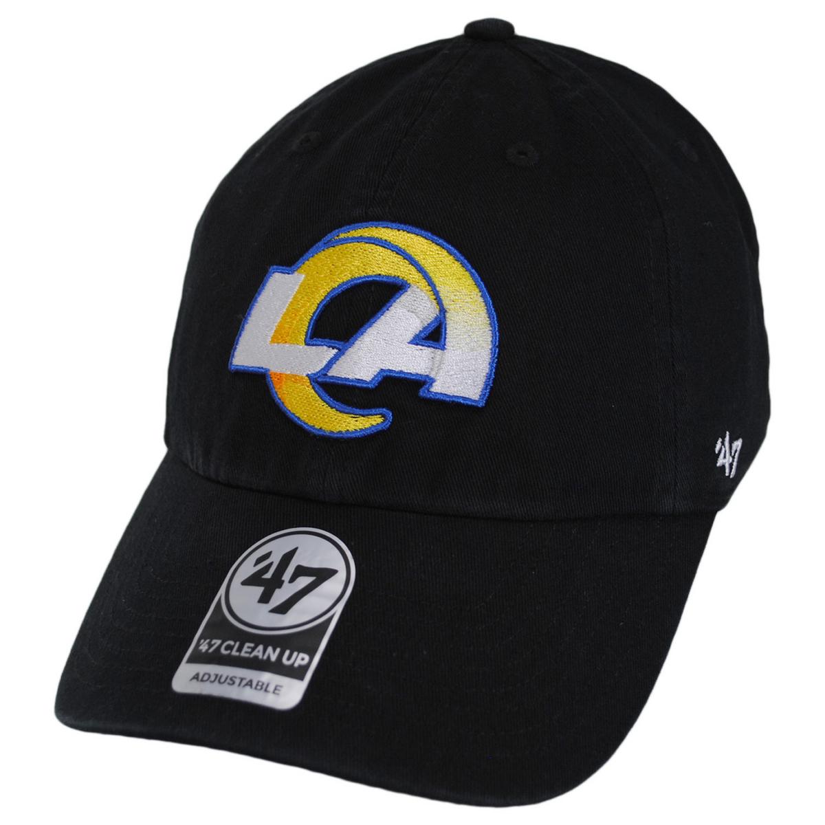 47 Brand | Los Angeles Rams NFL Clean Up Strapback Baseball Cap Dad Hat | 203582 | lead | BLACK