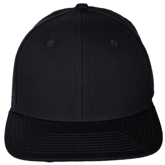 Dorfman Pacific | Mid Pro Cotton Flat Bill Snapback Baseball Cap | 200189 | front | BLACK