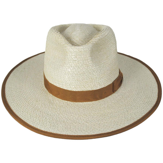 BRIXTON HATS | Jo Palm Straw Rancher Fedora Hat | 104039 | front | NATURAL/TAN
