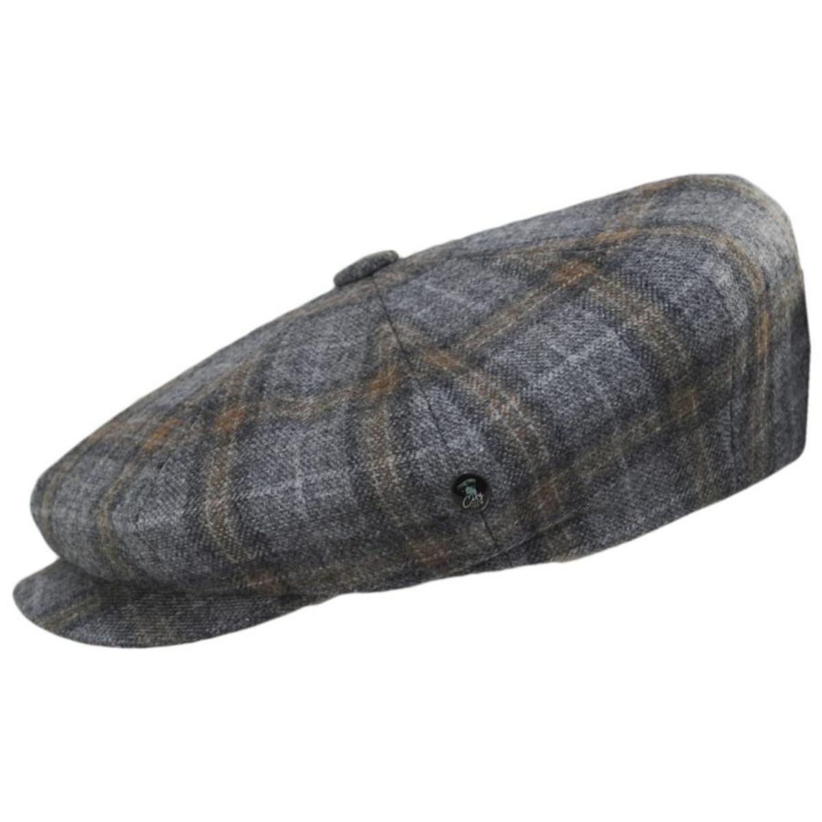 City Sport Caps | Plaid Cashmere + Wool Newsboy Cap | 175112 | profile | BLUE/GREY