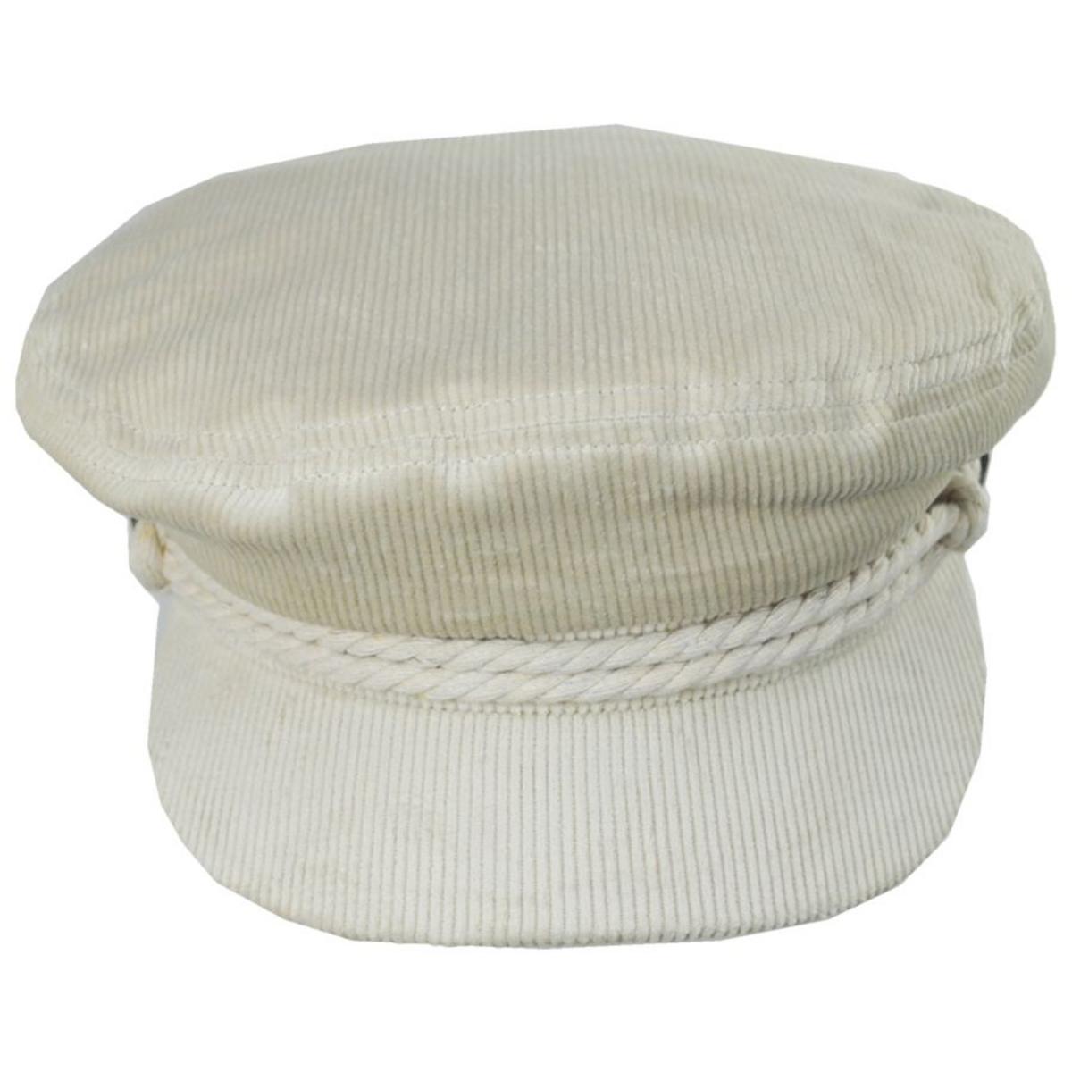 BRIXTON HATS | Corduroy Fiddler Cap - White Cap & Pacific Blue | 181305WCPB | front | WHITE CAP