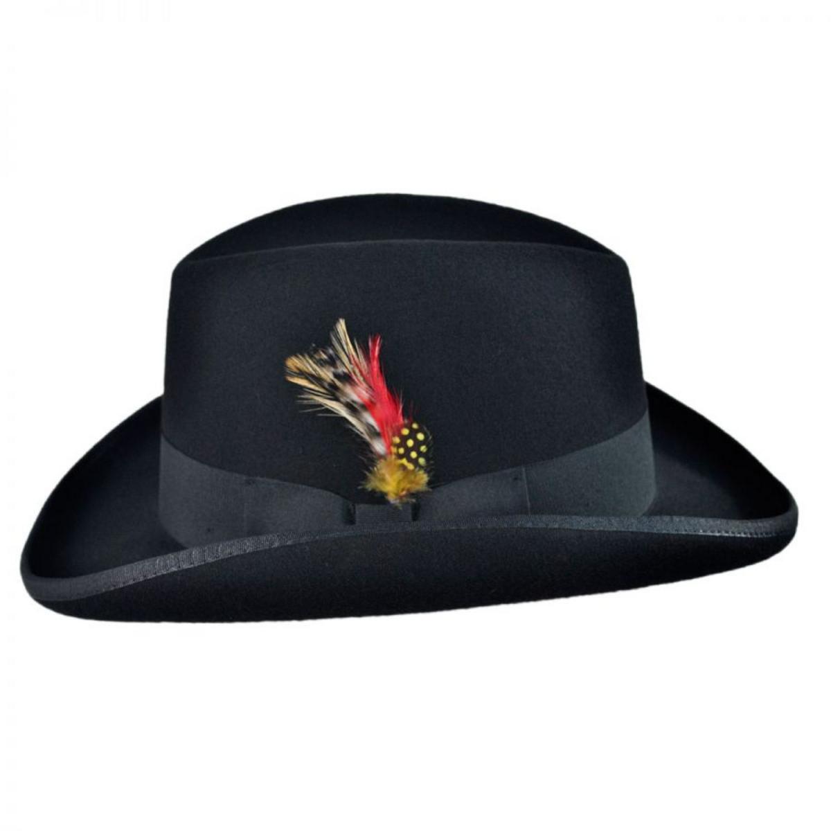 Jaxon Hats | Homburg Wool Felt Hat | 132051 | profile | BLACK