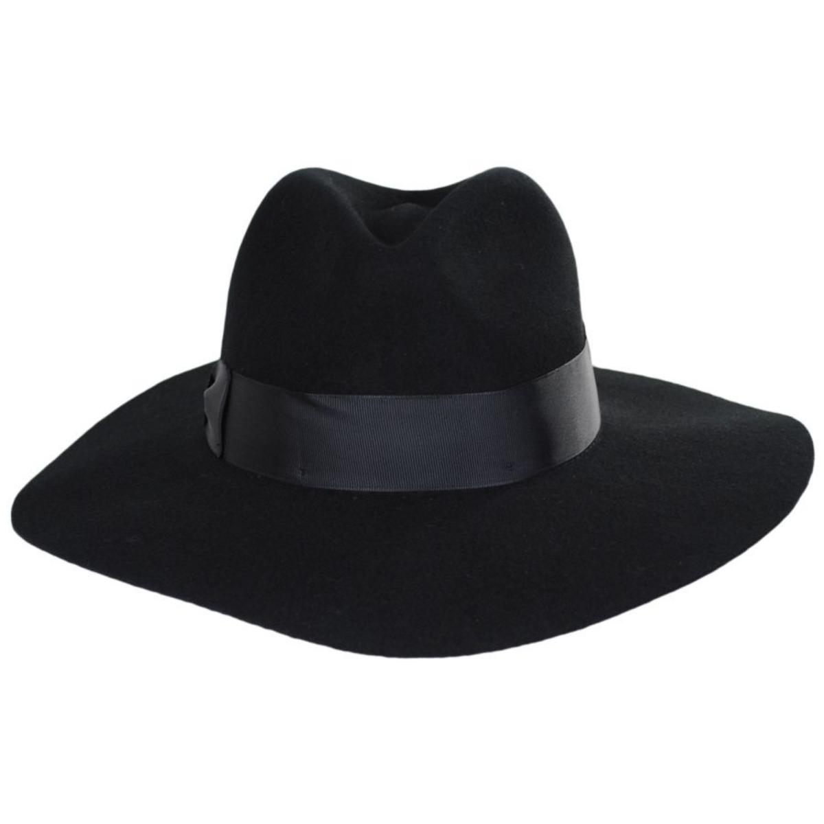 Bigalli | Zoey Floppy Brim Wool Felt Fedora Hat | 131433 | front | BLACK