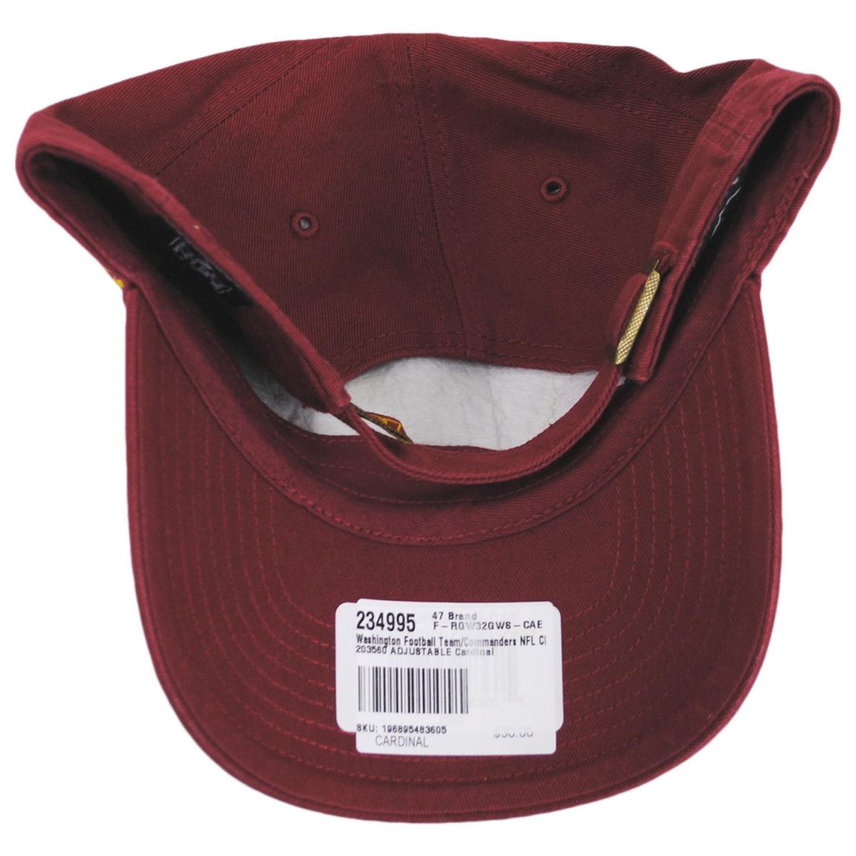 47 Brand | Washington Commanders NFL Clean Up Strapback Baseball Cap Dad Hat | 203560 | under | CARDINAL