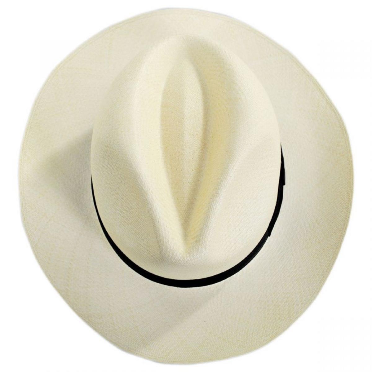 Bigalli | Diego Montecristi Fino Grade 20 Panama Straw Fedora Hat | 129231 | top | NATURAL