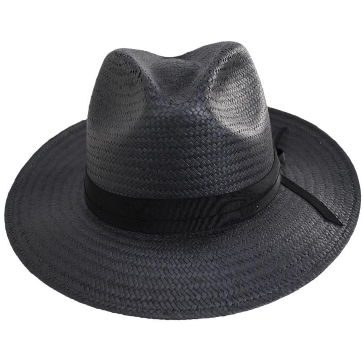 Bailey 1922 | Winstone Raindura Straw Fedora Hat - Black | 127743SS24 | front | BLACK