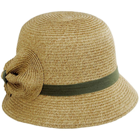 Toucan Collection | Toyo Straw Bow Cloche Hat - Made to Order | 104852 | lead | NATURAL/OLIVE