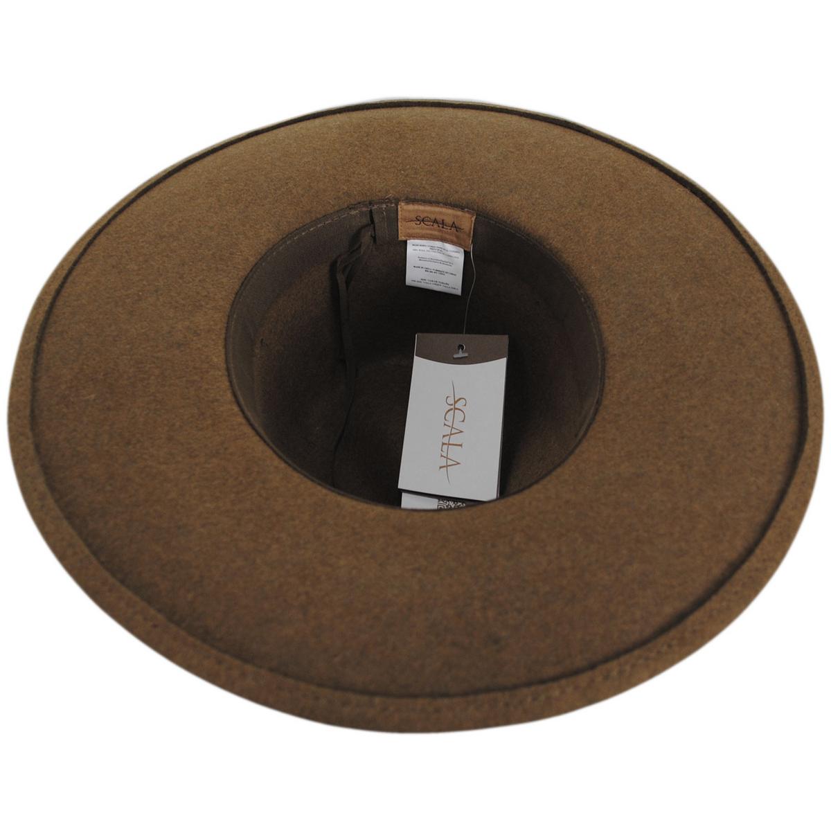 Scala | Rocca Wool Felt Fedora Hat | 123447 | under | TOBACCO