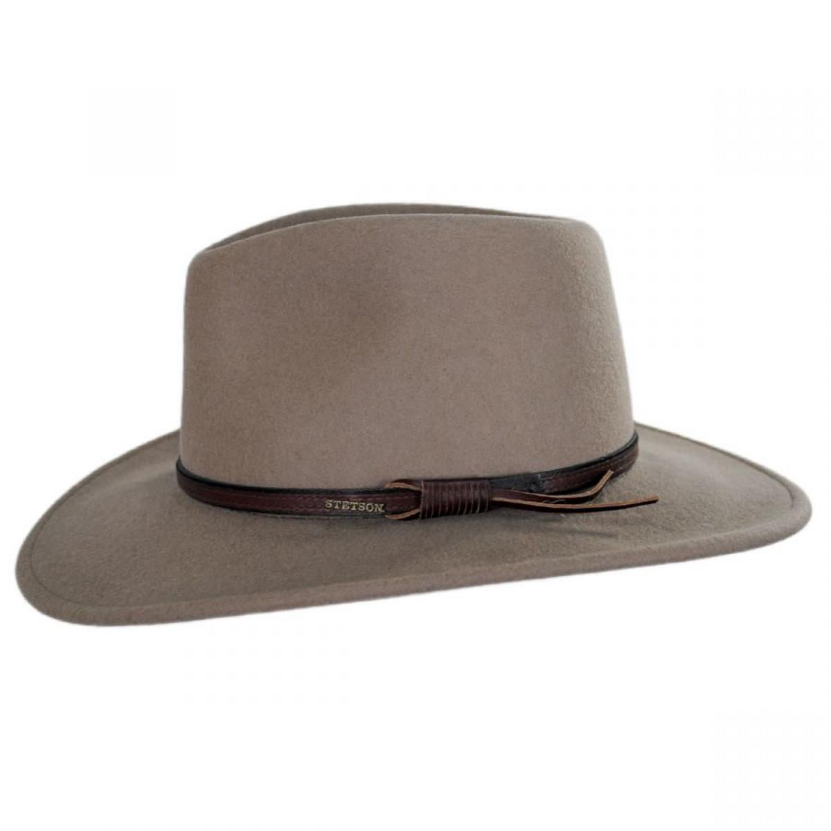 Stetson | Bozeman Crushable Wool Felt Outback Hat | 130692 | profile | MUSHROOM