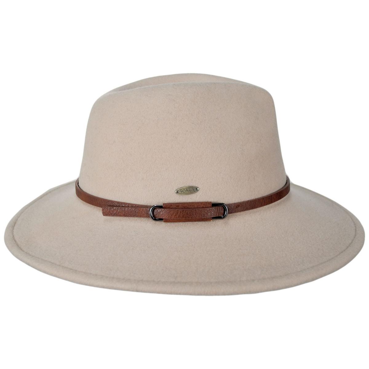 Scala | Brigitta Wool Felt Safari Fedora Hat | 123509 | profile | MINK