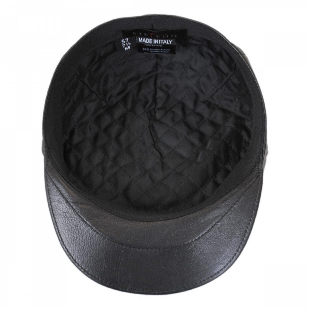 Stefeno Hats | Lambskin Luxe Ascot Cap | 171503 | under | BLACK