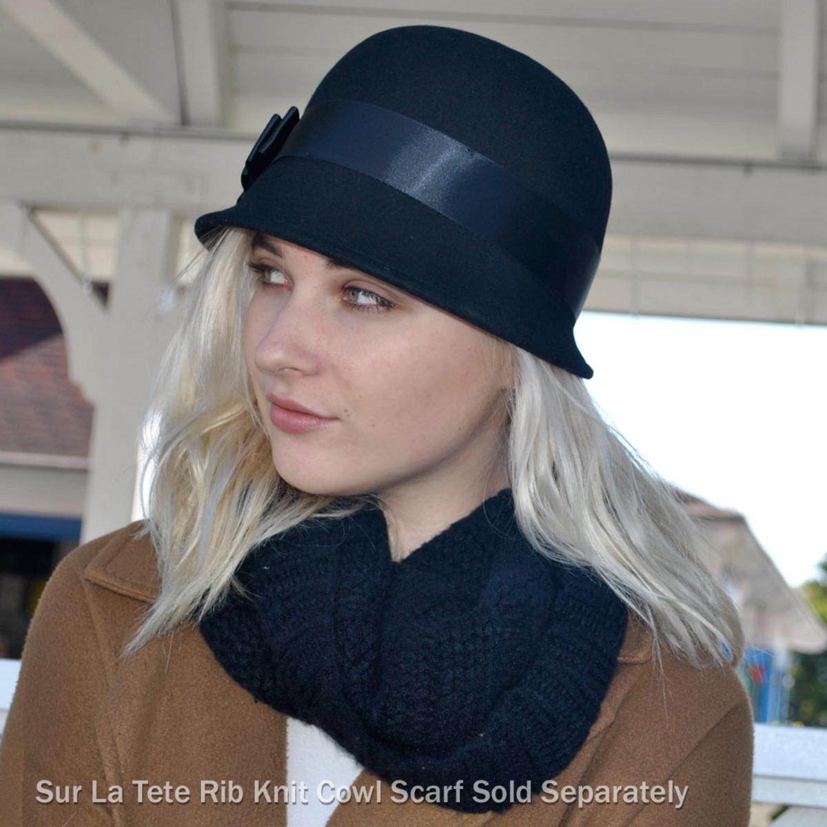 sur la tete | Wholesale Chloe Wool Felt Cloche Hat B2B Pre-Pack | B2B125511 | lsfthree | BLACK