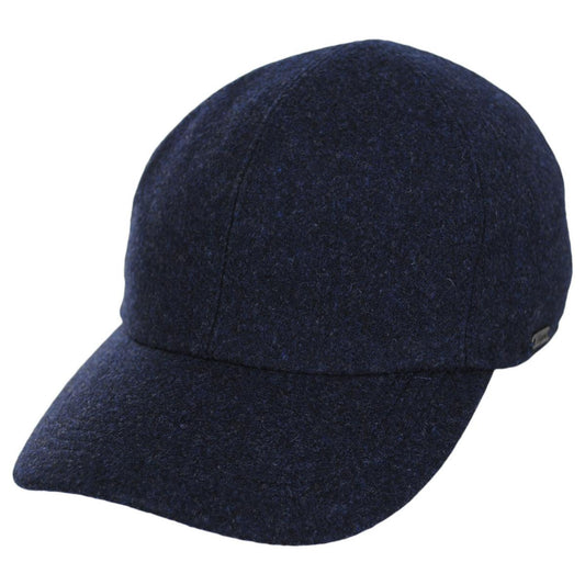 Wigens Caps | Melton Wool Earflap Baseball Cap | 223005 | lead | BLUE MELANGE