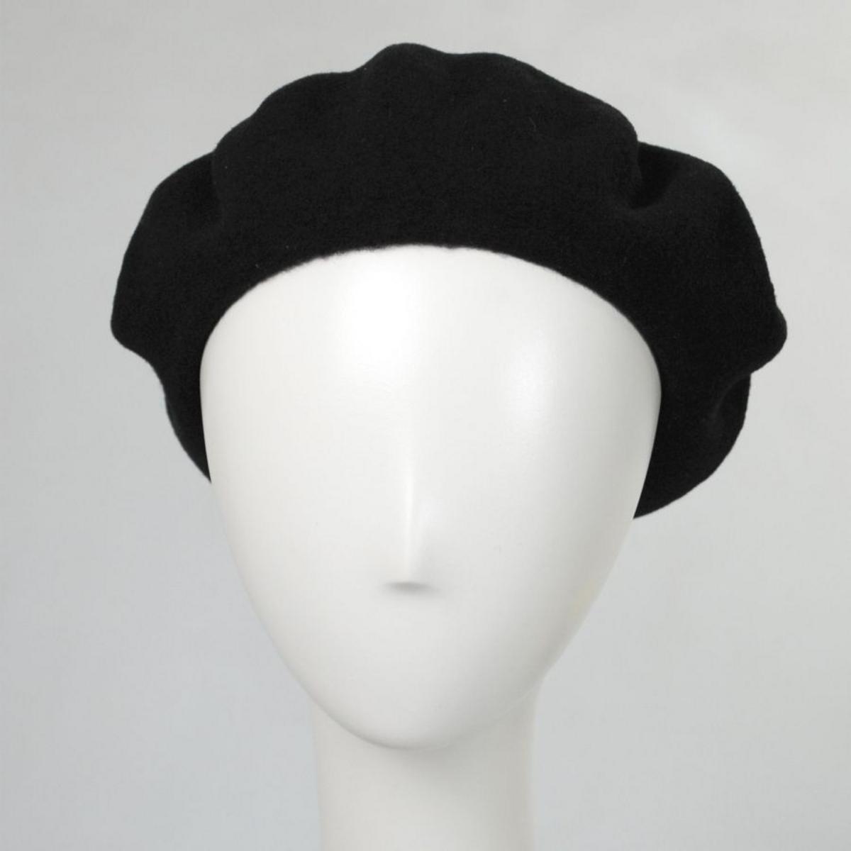 Heritage par Laulhere | Smiley 50th Anniversary Wool Beret | 151075 | front | BLACK/WHITE