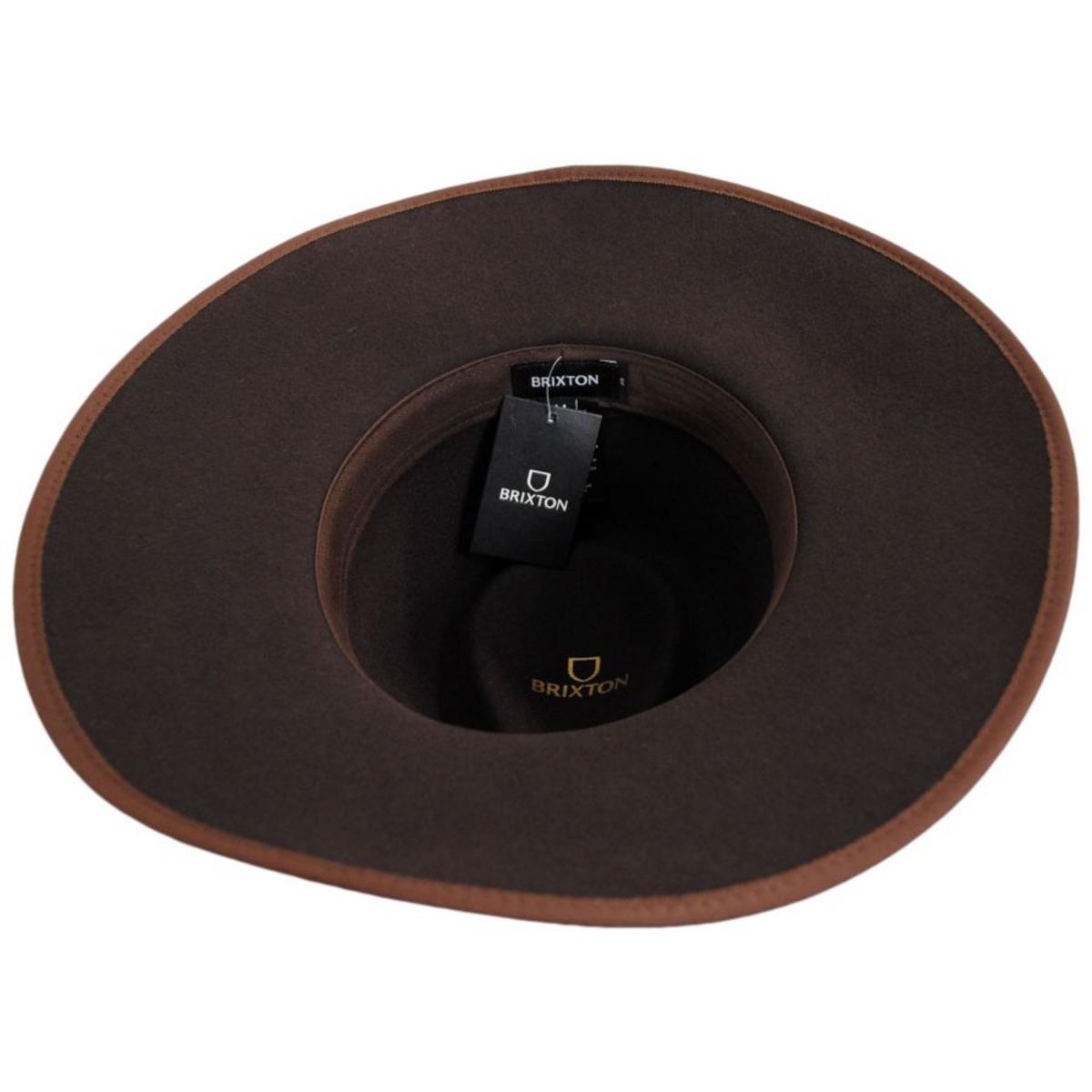 BRIXTON HATS | Jo Wool Felt Jacquard Rancher Fedora Hat - FINAL SALE | 123929HO22 | under | DARK BROWN
