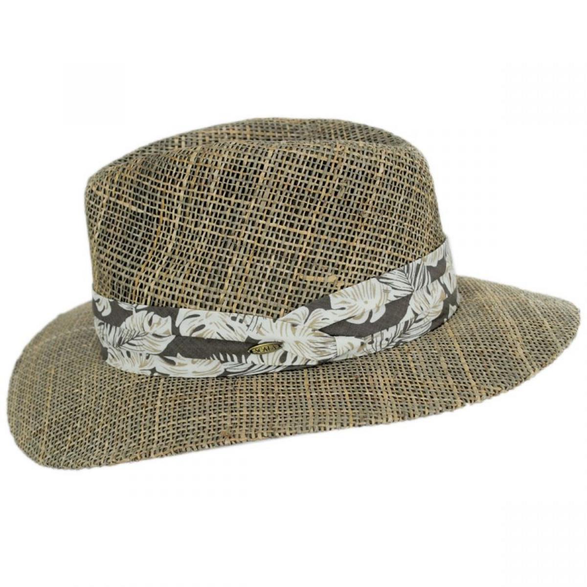 Scala | Quest Seagrass Straw Safari Fedora Hat | 126344 | profile | NATURAL