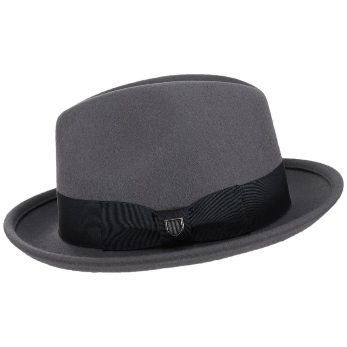 BRIXTON HATS | Horton Convertabrim Packable Wool Felt Fedora Hat | 135670 | profile | GREY/CHARCOAL