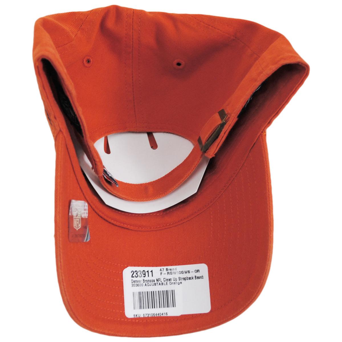 47 Brand | Denver Broncos NFL Clean Up Strapback Baseball Cap Dad Hat | 203600 | under | ORANGE