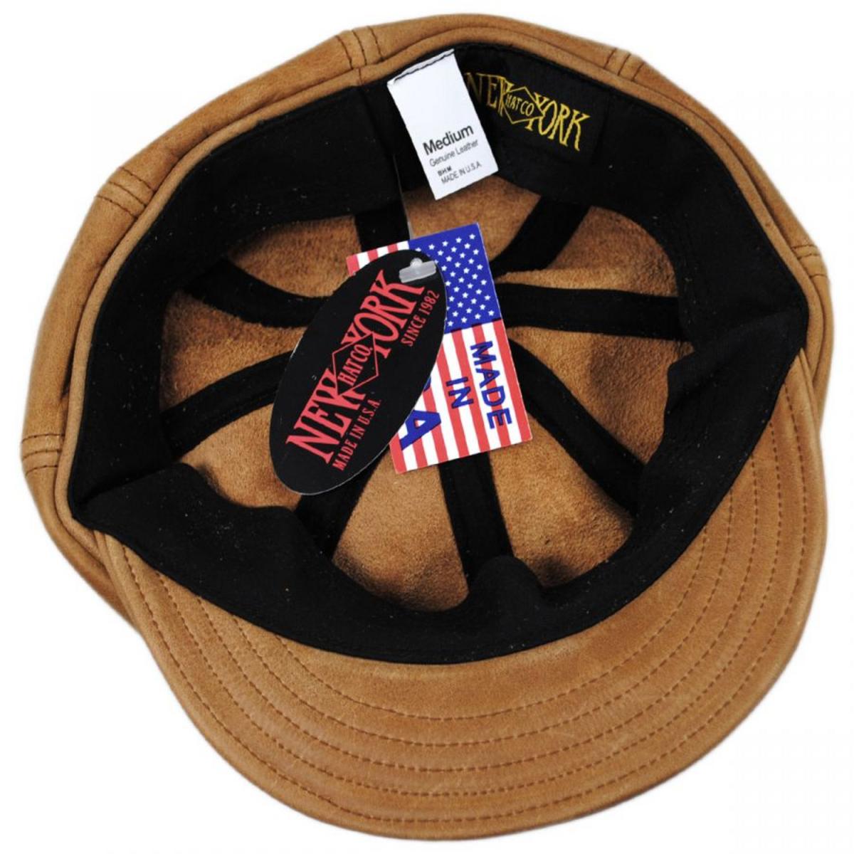 NEW YORK HAT CO | Vintage Spitfire Leather Newsboy Cap | 161102 | under | RUST