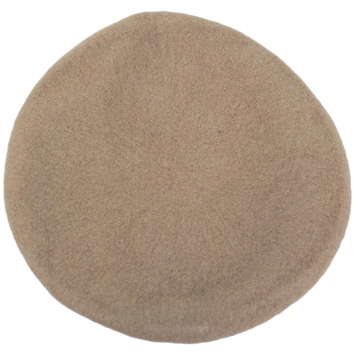 Village Hat Shop | Wool Military Beret with Lambskin Band | 151106 | top | TAN