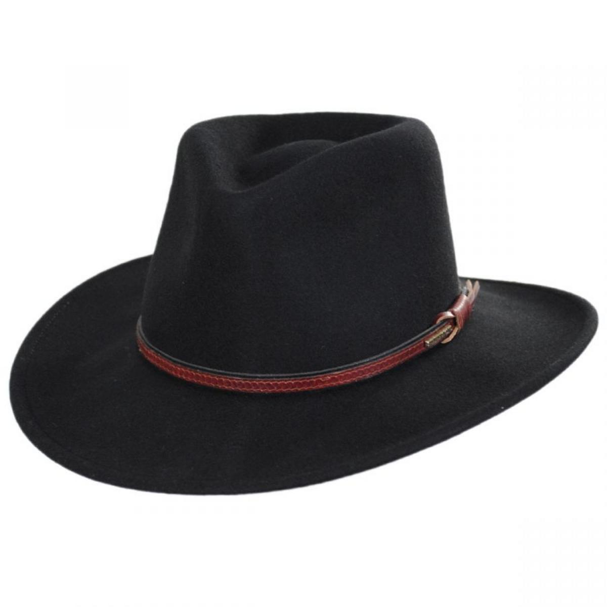 Stetson | Bozeman Crushable Wool Felt Outback Hat | 130692 | lead | BLACK